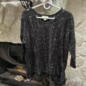 Denim & Supply Ralph Lauren M crochet black and silver sweater